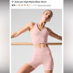ALO Yoga Baby Pink Shorts High-Waisted